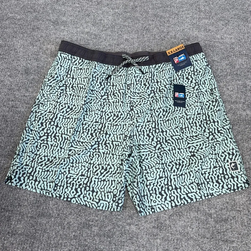 Pelagic Swim Trunks Men 2XL Gray Blue Leiday 17